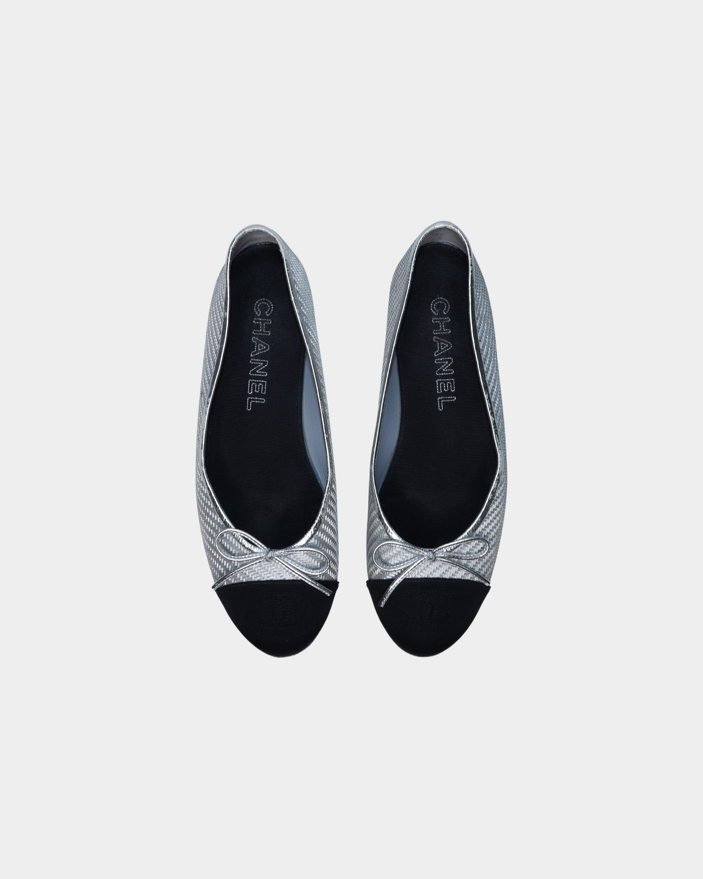 CHANEL METALLIC BALLERINA FLATS