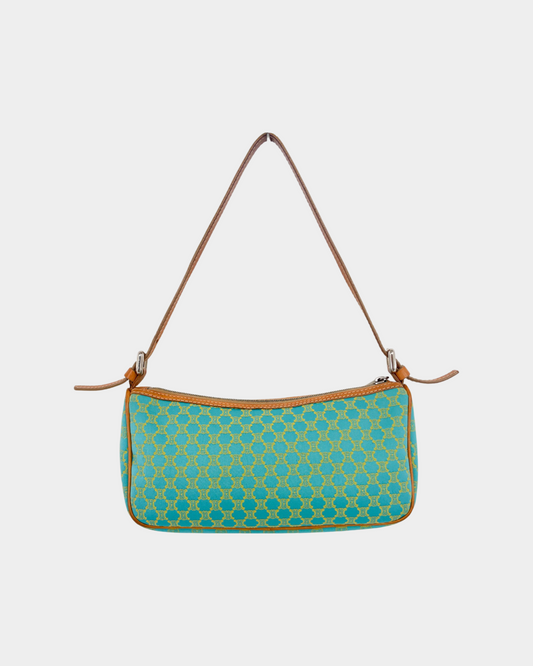 CELINE TURQUOISE TRIOMPHE MONOGRAM SHOULDER BAG